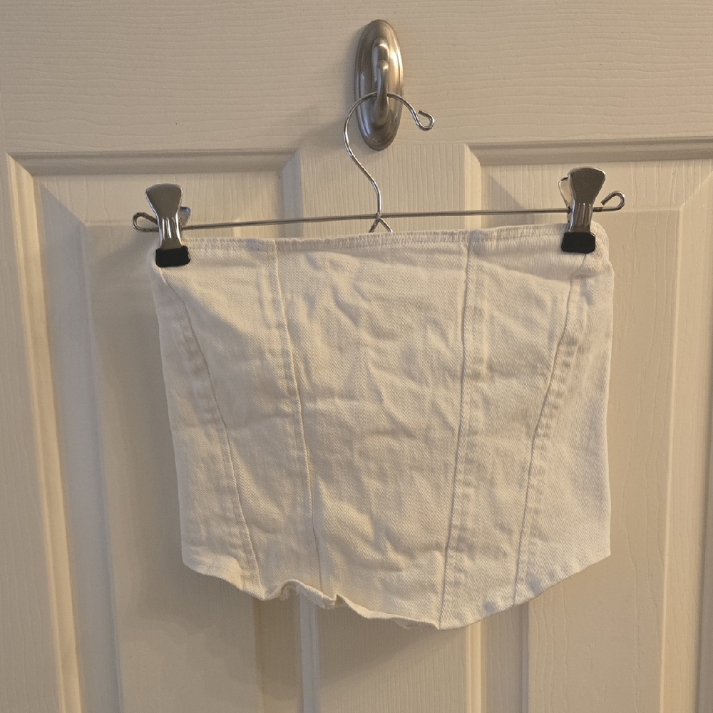 SHEIN White Strapless Corset Top Size S